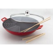 wok en fonte diam 36 cm rouge dégradé